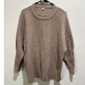 Aerie Waffle Knit Mock Neck Long Sleeve Sweater Taupe Size S‎